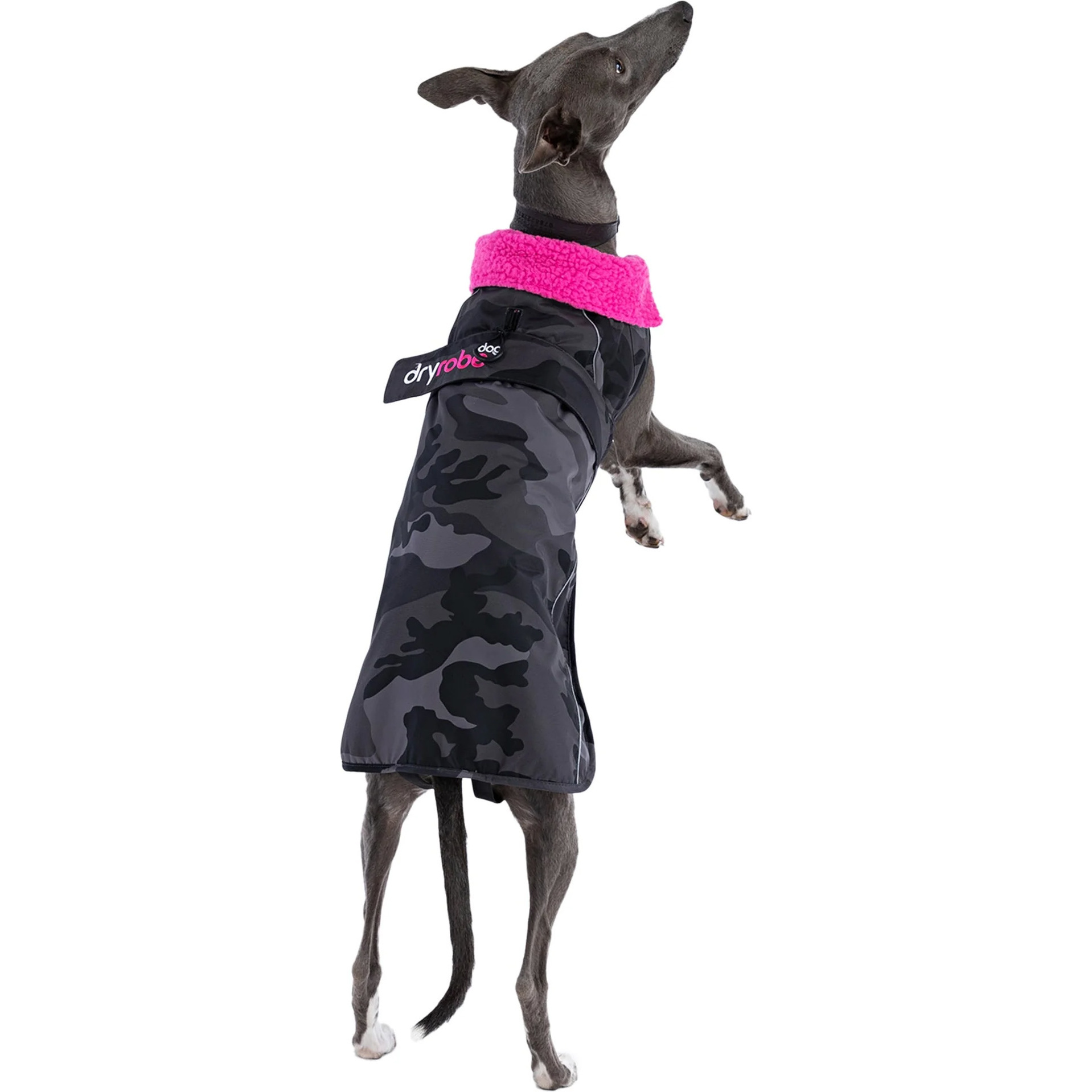2026 Dryrobe Dog Coat V3DRDC - Black Camo / Pink